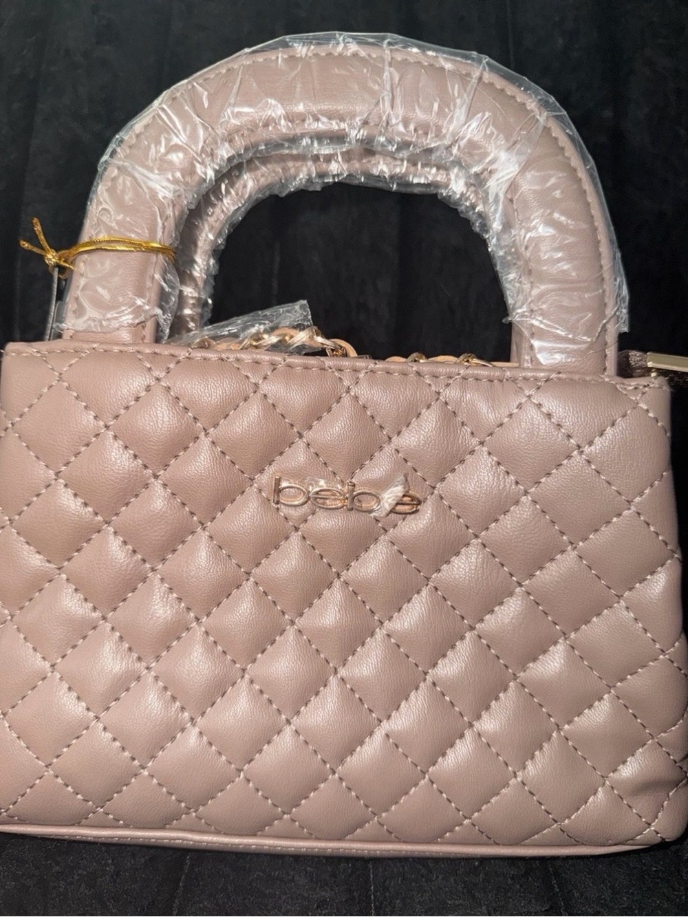bebe Quilted Mini Satchel in Dusty Rose